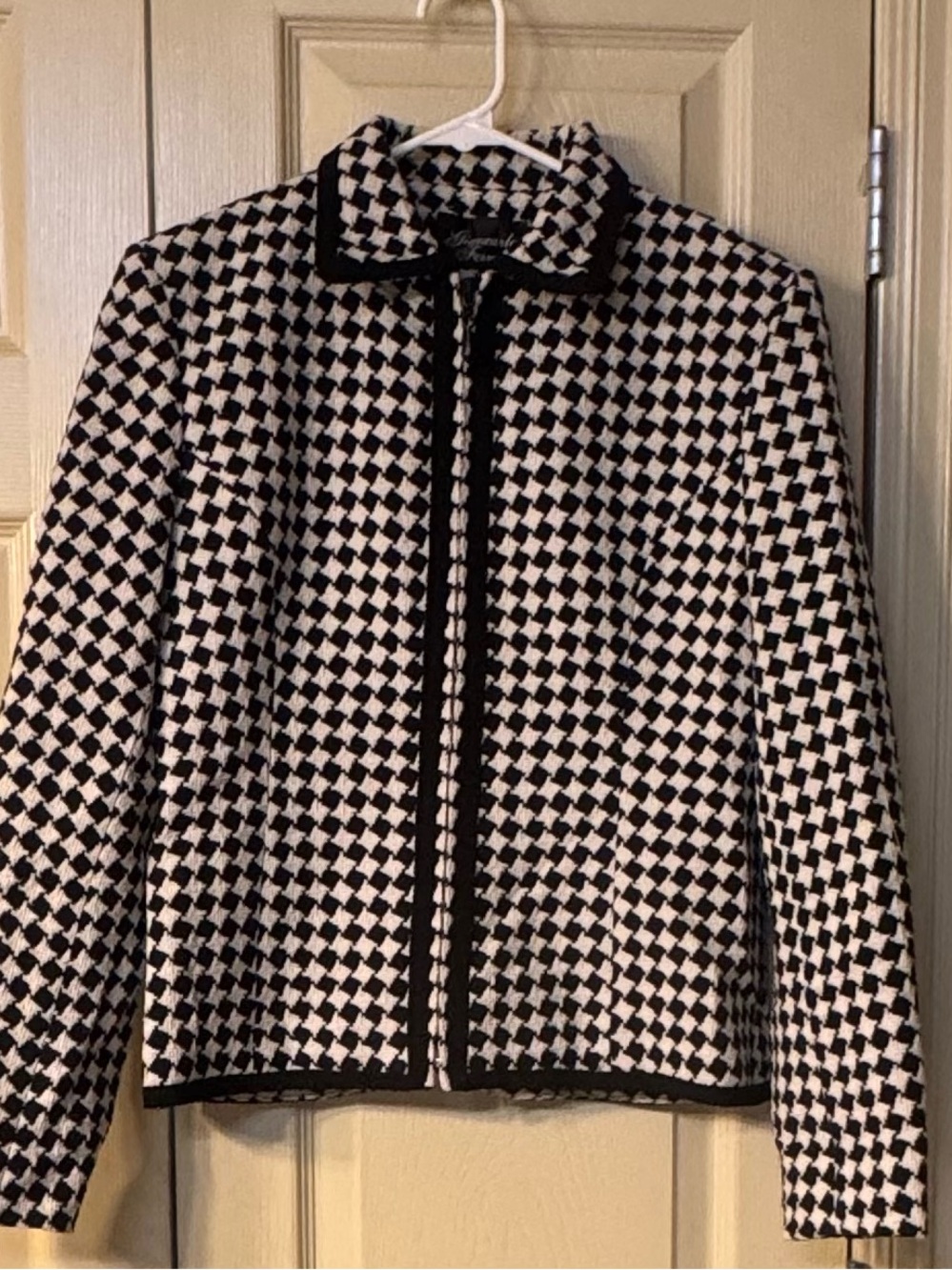 Giancarlo Ferrari houndstooth/checkered full front zipper jacket size:4